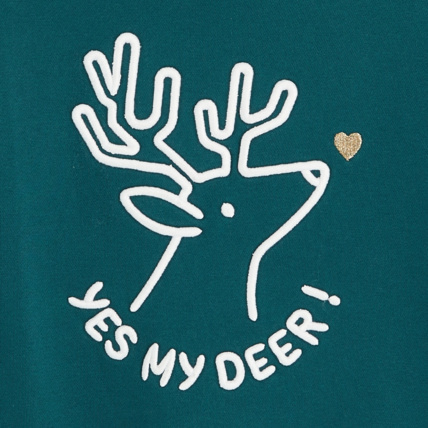 Avis Sweat-shirt Petite Biche "Yes my deer" vert fille OKAIDI 3