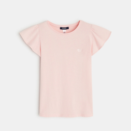 Avis T-shirt à manches courtes volantées rose fille OKAIDI 1