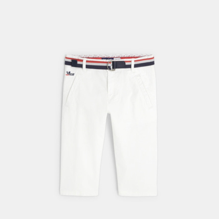 Avis Bermuda toile fantaisie et ceinture sangle blanc garçon OKAIDI 1