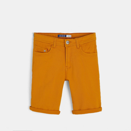 Avis Bermuda slim en toile hyper-stretch jaune garçon OKAIDI 1