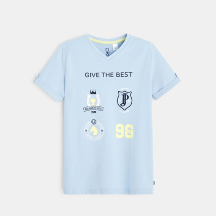 Avis T-shirt sport chic à message bleu garçon OKAIDI 2