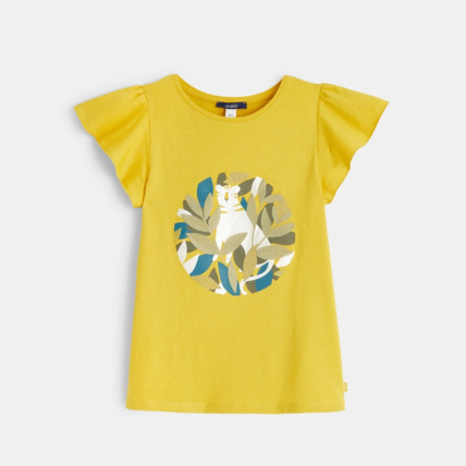 Avis T-shirt à manches papillon motif Tigre jaune fille OKAIDI 2