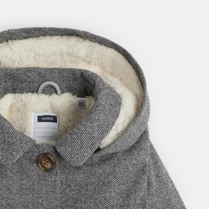 Avis Manteau chevron doublure moumoute gris fille OKAIDI 3