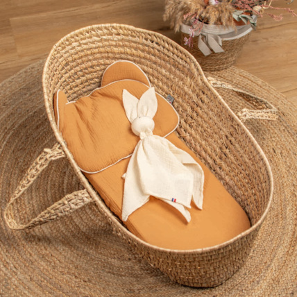 Avis Lot de 3 Draps housses couffin en gaze de coton, Uni Sevira Kids 8