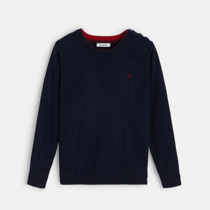 Avis Pull col rond uni bleu garçon OKAIDI 1