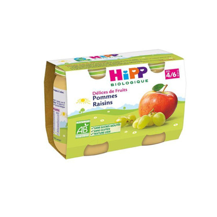 Avis Pommes Raisins - 2 pots x 190g - dès 4/6 mois HIPP 1