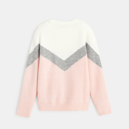 Avis Pull tricolore en maille douce rose fille OKAIDI 3