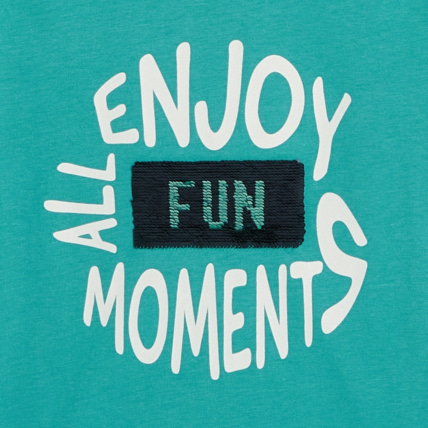 Avis T-shirt à message "Enjoy all the good moments" bleu garçon OKAIDI 3