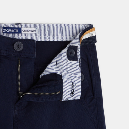 Avis Pantalon chino ceinturé en toile bleu garçon OKAIDI 3