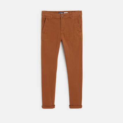 Avis Pantalon chino en twill de coton uni marron garçon OKAIDI 1
