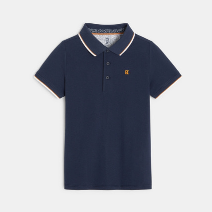 Avis Polo piqué col couleur bleu garçon OKAIDI 1