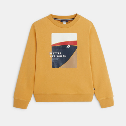 Avis Sweat-shirt à message "Mettre les voiles" jaune garçon OKAIDI 1