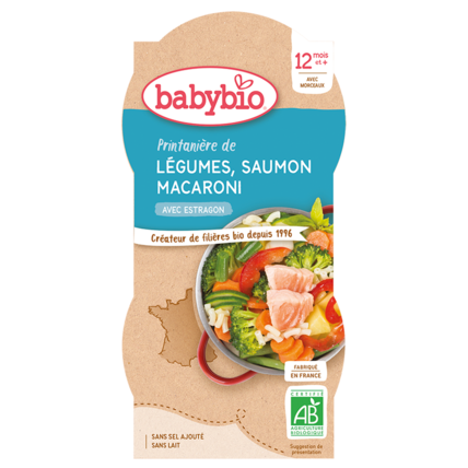 Avis Printanière de Légumes Saumon & Macaroni à l'Estragon Babybio 1