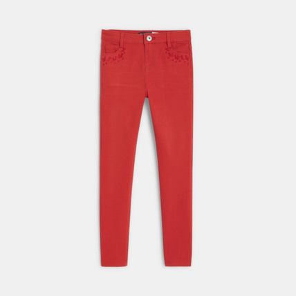 Avis Pantalon skinny brodé rouge fille OKAIDI 2