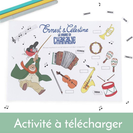 Avis Coloriage Instruments de musique Ernest et Célestine Rêve de Pan 1