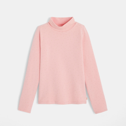 Avis T-shirt col roulé stretch à pois rose fille OKAIDI 1