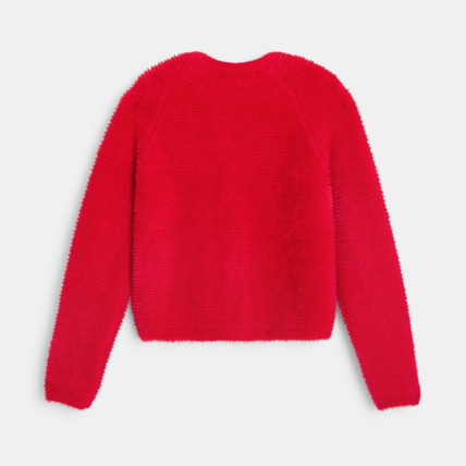 Avis Cardigan tricot fluffy uni rouge fille OKAIDI 3
