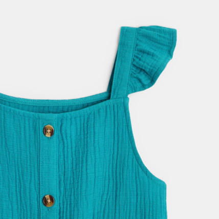 Avis Combishort en gaze de coton bleu fille OKAIDI 3
