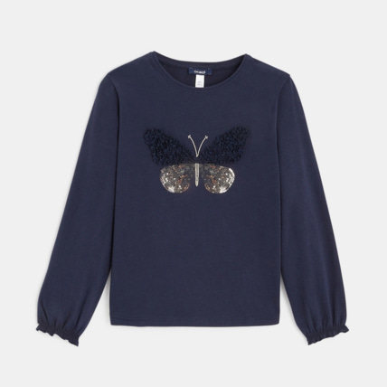 Avis T-shirt à motif papillon bleu fille OKAIDI 1