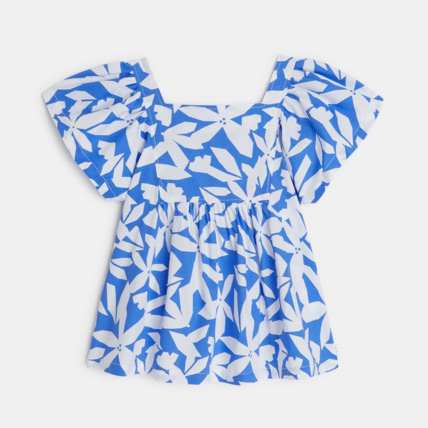 Avis Blouse imprimée à manches papillon bleue fille OKAIDI 1