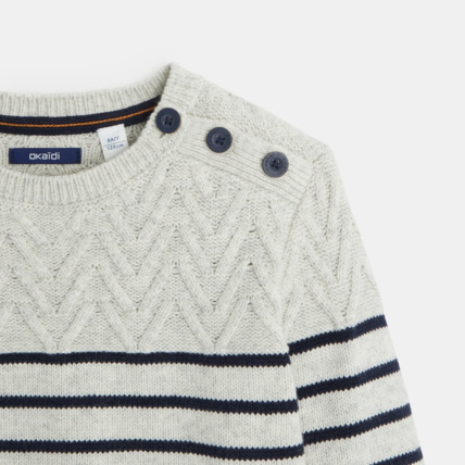 Avis Pull rayé marin en tricot blanc garçon OKAIDI 2