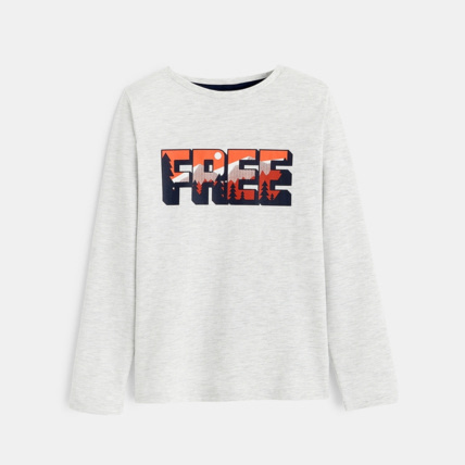 Avis T-shirt à message FREE blanc garçon OKAIDI 1