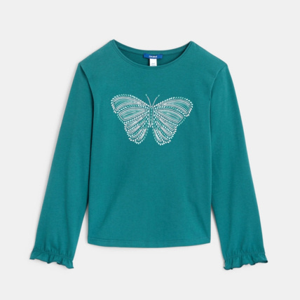 Avis T-shirt à motif pailleté vert fille OKAIDI 1