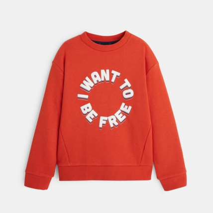 Avis Sweat-shirt à message "I want to be free" orange garçon OKAIDI 1