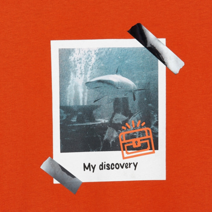 Avis T-shirt en coton biologique photo requin orange garçon OKAIDI 2