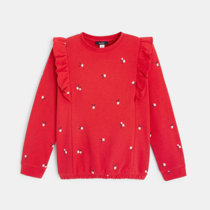 Avis Sweat à volants et imprimé fleurs rouge fille OKAIDI 1