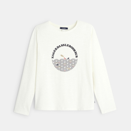 Avis T-shirt manches longues à message bleu fille OKAIDI 2