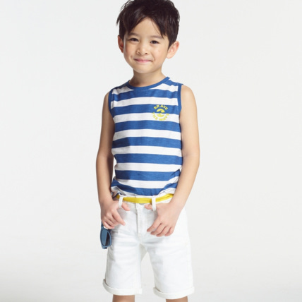 Avis Bermuda slim en toile hyper-stretch blanc garçon OKAIDI 3