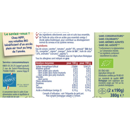 Avis Semoule aux Légumes Poulet HIPP 3