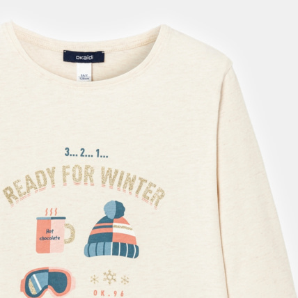 Avis T-shirt à message "ready for winter" beige fille OKAIDI 3