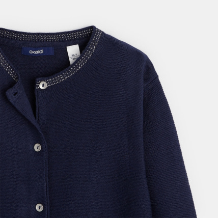 Avis Cardigan boutonné col rond bleu fille OKAIDI 2