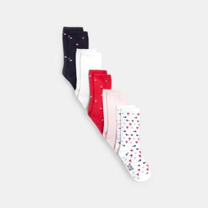 Avis Lot de 5 paires de chaussettes fantaisie rouges fille OKAIDI 1