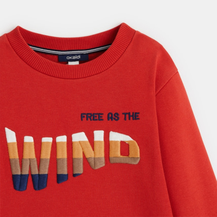 Avis Sweat-shirt à message "Free as the wind" rouge garçon OKAIDI 2
