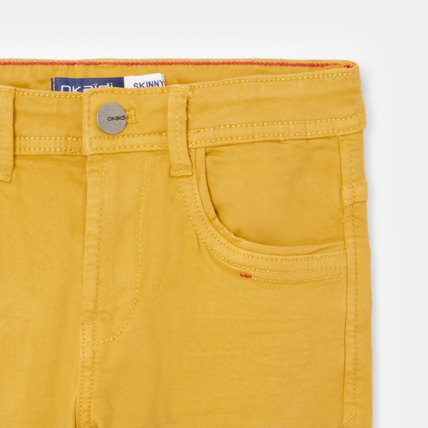 Avis Pantalon skinny en toile unie jaune garçon OKAIDI 2