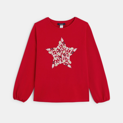 Avis T-shirt à motif brodé rouge fille OKAIDI 1