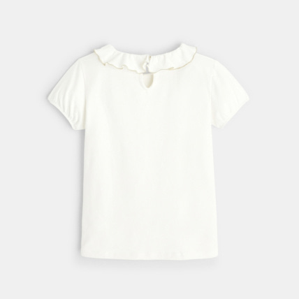 Avis T-shirt à col collerette blanc fille OKAIDI 3