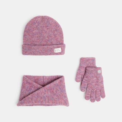 Avis Bonnet + snood + gants coordonnés rose fille OKAIDI 1