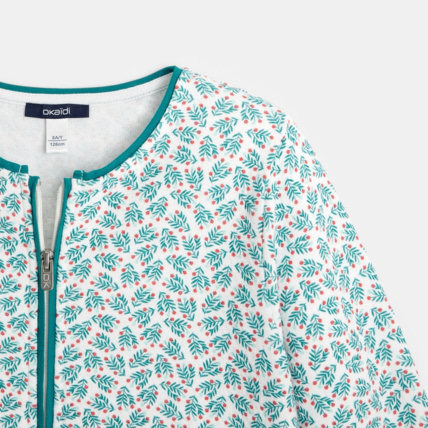 Avis Veste maille quiltée imprimé feuillage vert fille OKAIDI 3