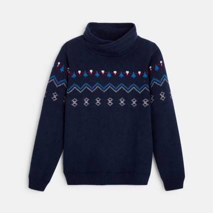 Avis Pull jacquard à col montant bleu garçon OKAIDI 1