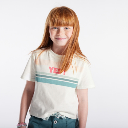Avis T-shirt à message blanc fille OKAIDI 1