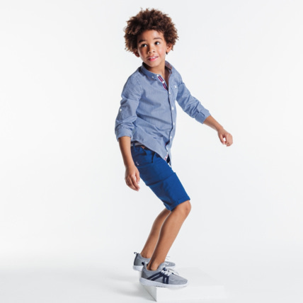 Avis Bermuda en toile + ceinture bleu garçon OKAIDI 1