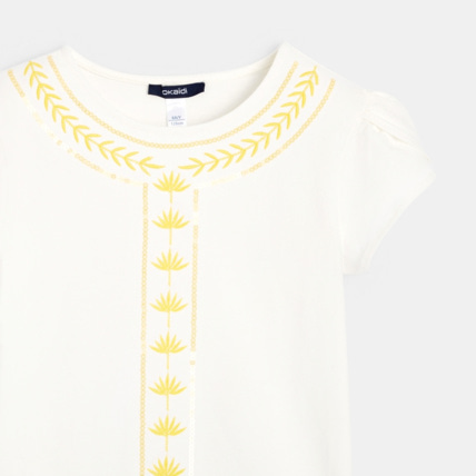 Avis T-shirt col rond brodé blanc fille OKAIDI 3