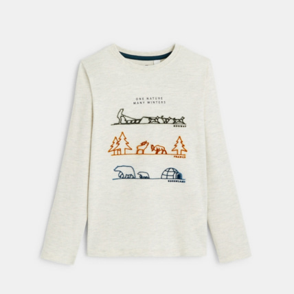 Avis T-shirt à message "one nature many winters" blanc garçon OKAIDI 1