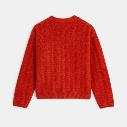 Avis Gilet en maille ajourée pointelle orange fille OKAIDI 4