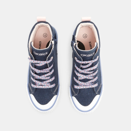 Avis Baskets mid toile à lacets fleurs bleues fille OKAIDI 2