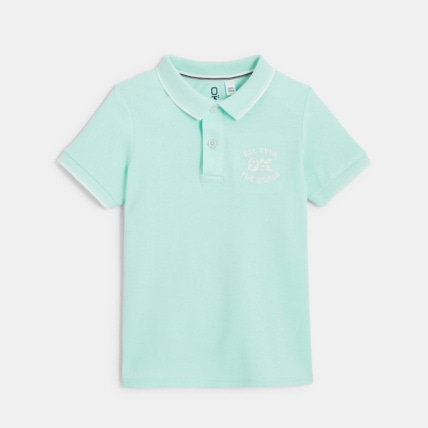 Avis Polo manches courtes 96 All Over The World turquoise garçon OKAIDI 1